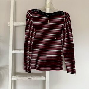 NWT LOFT Black and Pink Striped Top
